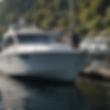 A budget-conscious angler inspecting a boat at a marina