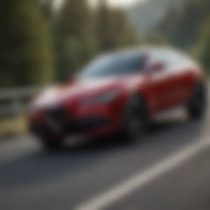 Alfa Romeo Stelvio in motion on a scenic road