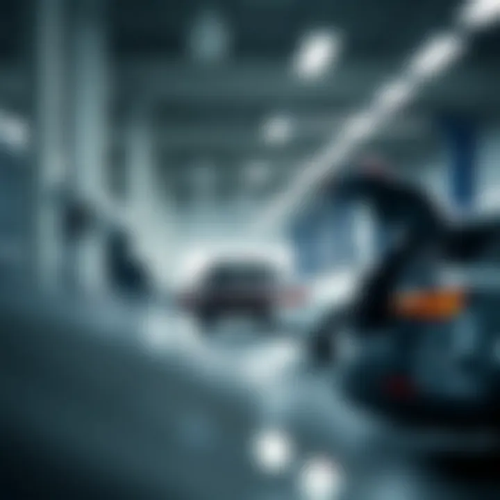 Chrysler vehicles being serviced in the dealership’s maintenance area.