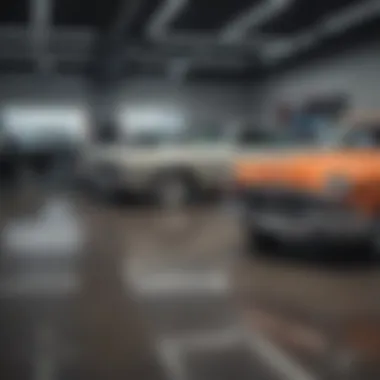 Classic Buick models on display inside the showroom