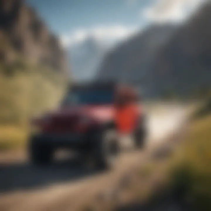 Jeep vehicle on a scenic road in Montana