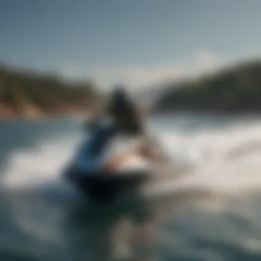 A scenic view of a jet ski on tranquil waters