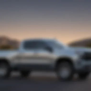 Side profile of the 2021 Chevrolet Silverado Regular Cab Long Bed highlighting its dimensions and features.