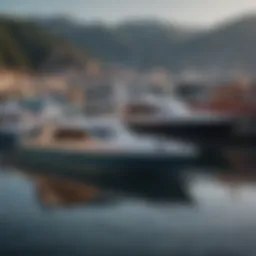 A serene harbor showcasing various types of boats ready for transport