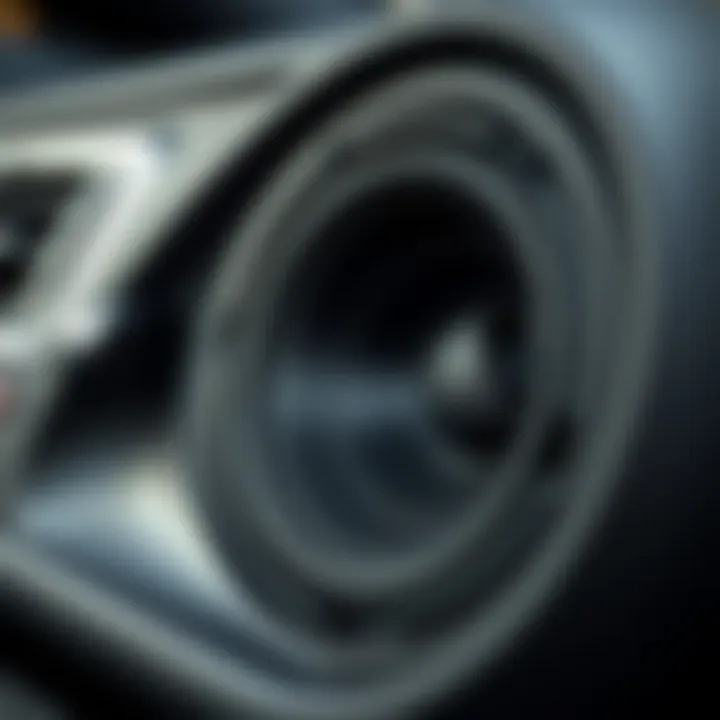 Detailed view of a car tweeter speaker showcasing its design.