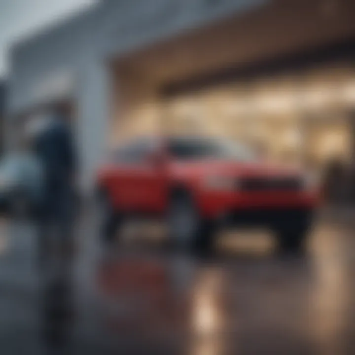 A knowledgeable salesperson assisting a customer at the dealership