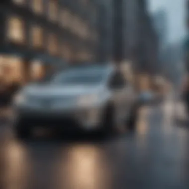 Urban Mobility Redefined Compact vehicle navigating urban streets