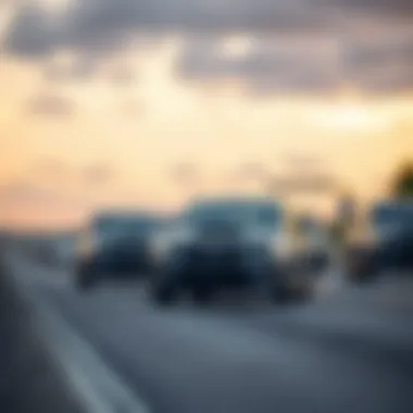 A scenic view of Subaru cars on a Tampa Bay road