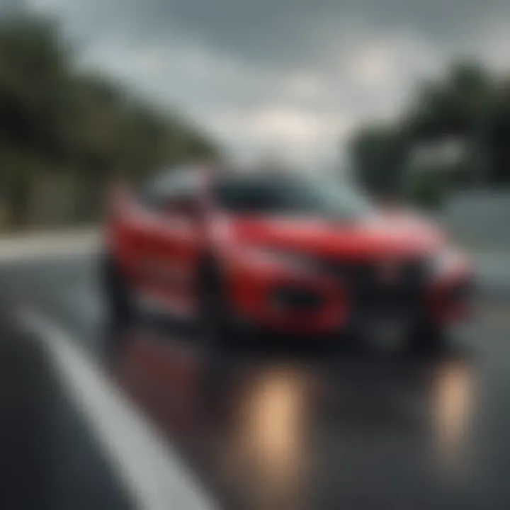 Dynamic view of Honda Civic Type R on a Miami highway