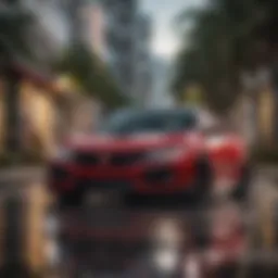 Honda Civic Type R parked in a vibrant Miami street