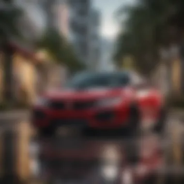 Honda Civic Type R parked in a vibrant Miami street