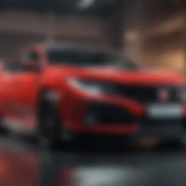 Close-up of Honda Civic Type R's performance features