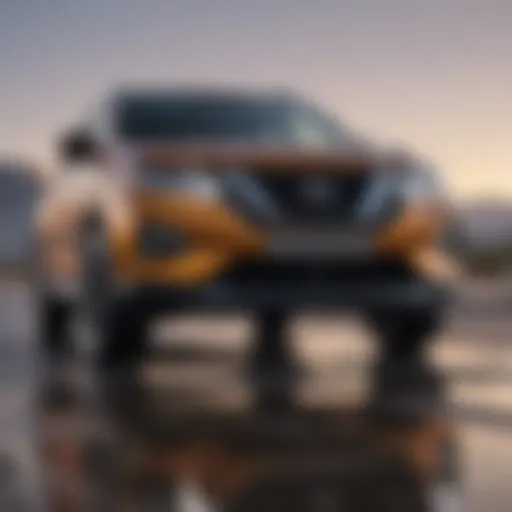 Sleek front view of the new Nissan Rogue showcasing its bold grille and striking headlights