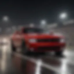 Dynamic Dodge vehicle on a racetrack showcasing its speed and design