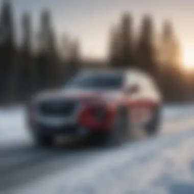 Hyundai Palisade in action on a snowy Syracuse road, demonstrating its performance.