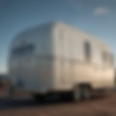 Close-up of a vintage trailer highlighting its unique structure