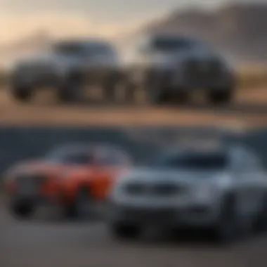 Side-by-Side Comparison of Large SUVs A side-by-side comparison of multiple large SUVs highlighting their dimensions