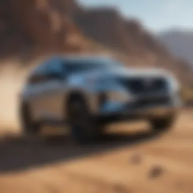 Powerful engine performance of the Nissan Pathfinder on an off-road trail