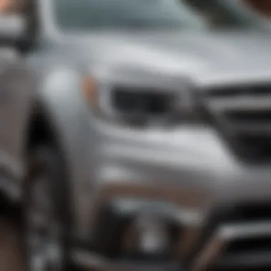 A close-up view of a vehicle highlighting its design elements connected to the Silver Outback.