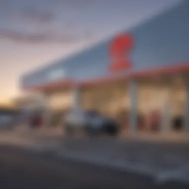 Exterior view of a Toyota dealership in Iron Mountain showcasing brand signage.