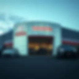 Toyota dealership exterior showcasing a range of vehicles
