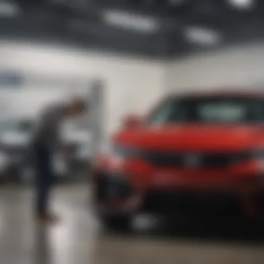 Customer examining a certified pre-owned Honda