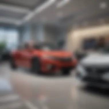 Customer service area inside a Honda dealership with representatives assisting clients