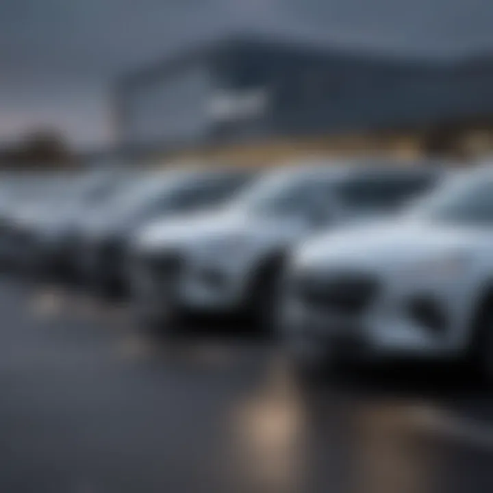 A diverse selection of Hyundai vehicles parked outside the dealership