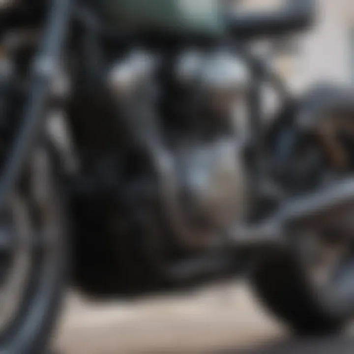 A close-up of a well-maintained used motorcycle