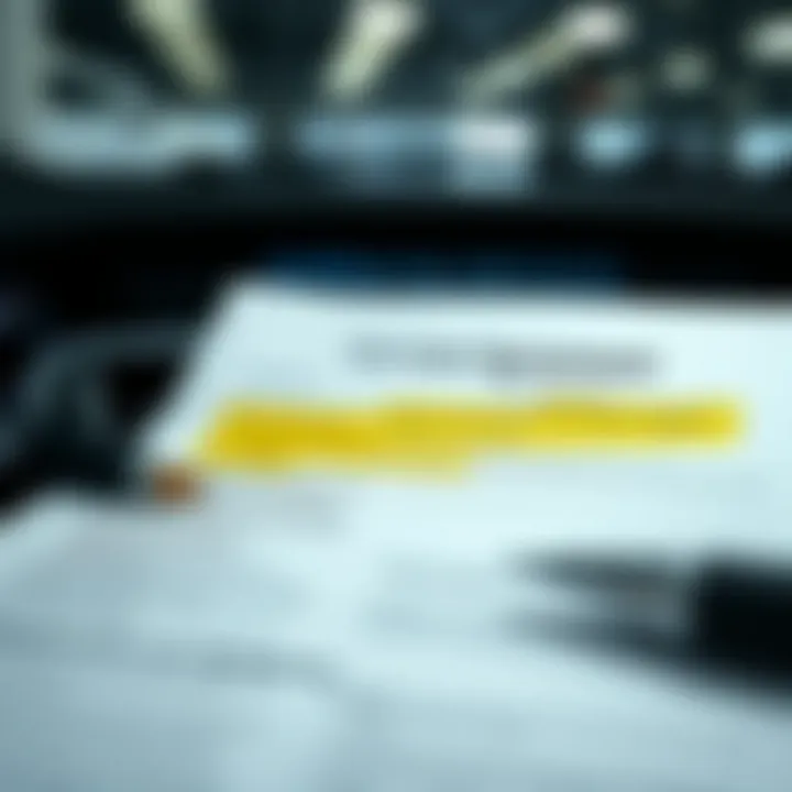 Car loan paperwork with highlighted sections