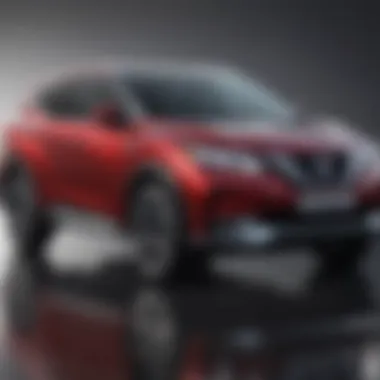 Close-up of the latest Nissan model highlighting features