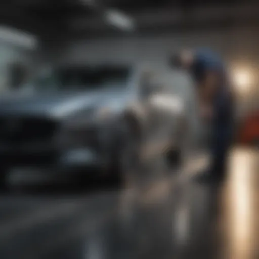 Expert technician inspecting a Mazda vehicle