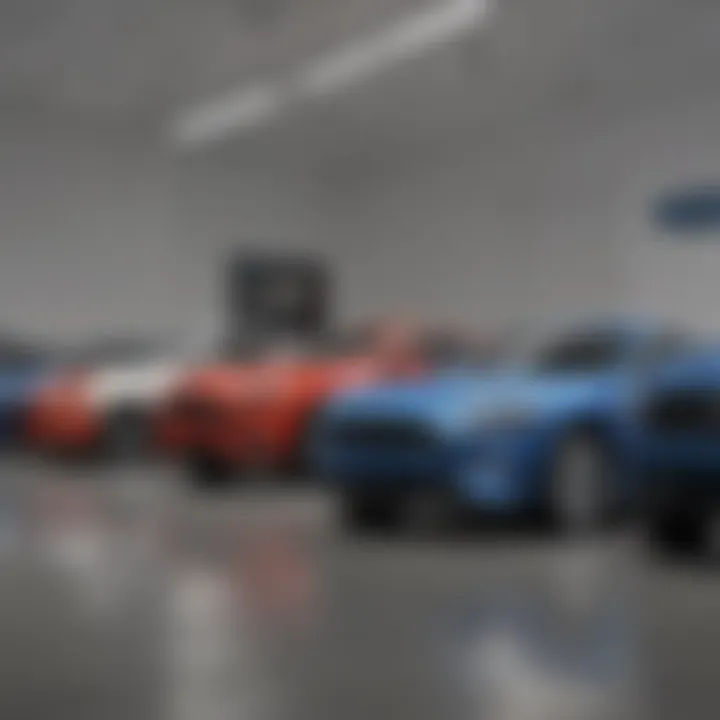 Showroom displaying a range of Ford vehicles available for sale