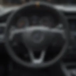 A high-quality steering wheel lock displayed in a modern vehicle interior.