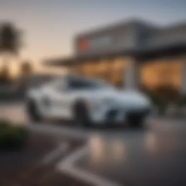 Exterior view of Toyota Tustin Ranch dealership showcasing modern architecture