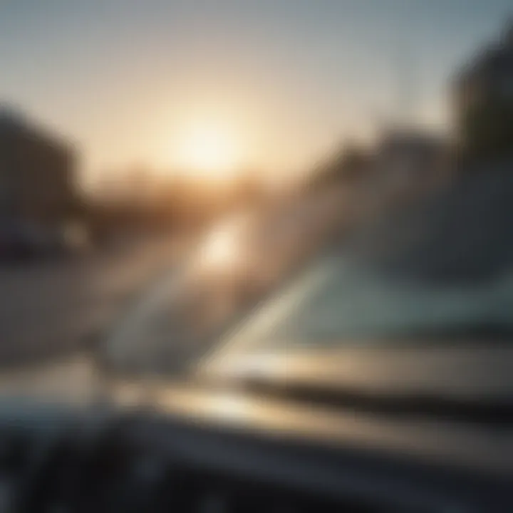 Close-up of windshield damage