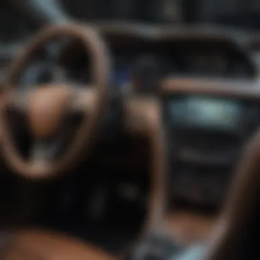 Close-up of the luxurious interior of a used Cadillac sports car.